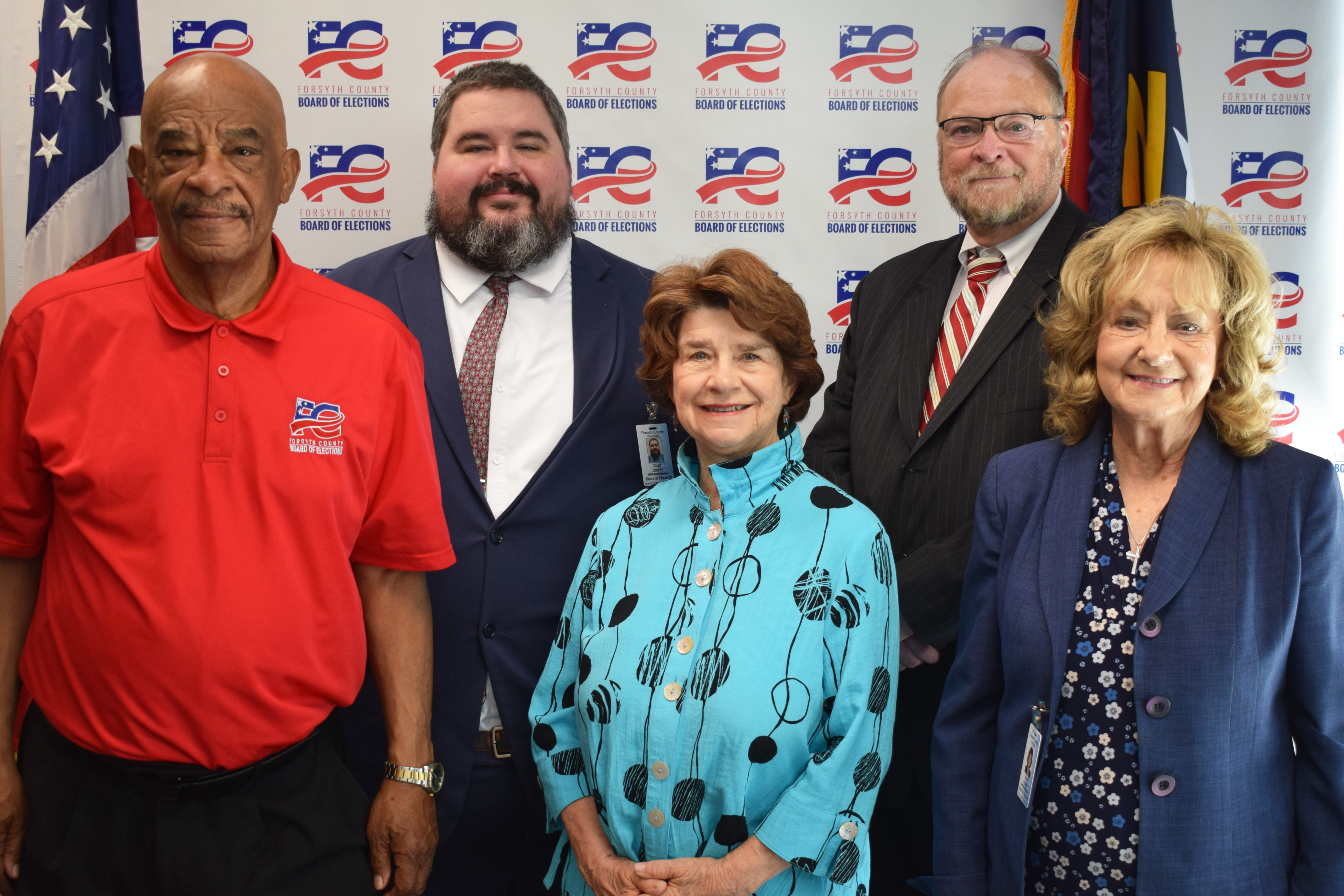 Alfred Harvey (member), Chad Doomy (secretary), Catherine Jourdan (vice-chairperson), Buddy Collins (chair), Joyce Krawiec (member)